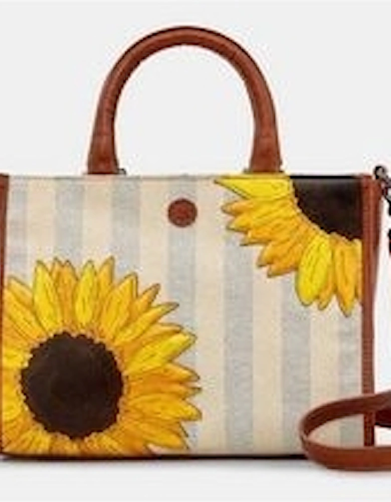 Sunflowers Bloom Multiway Grab Bag in Brown leather