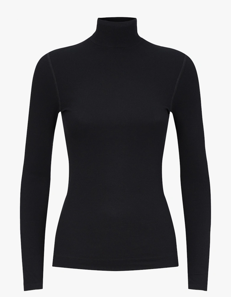 Suri Classic Rib High Neck Top in Black