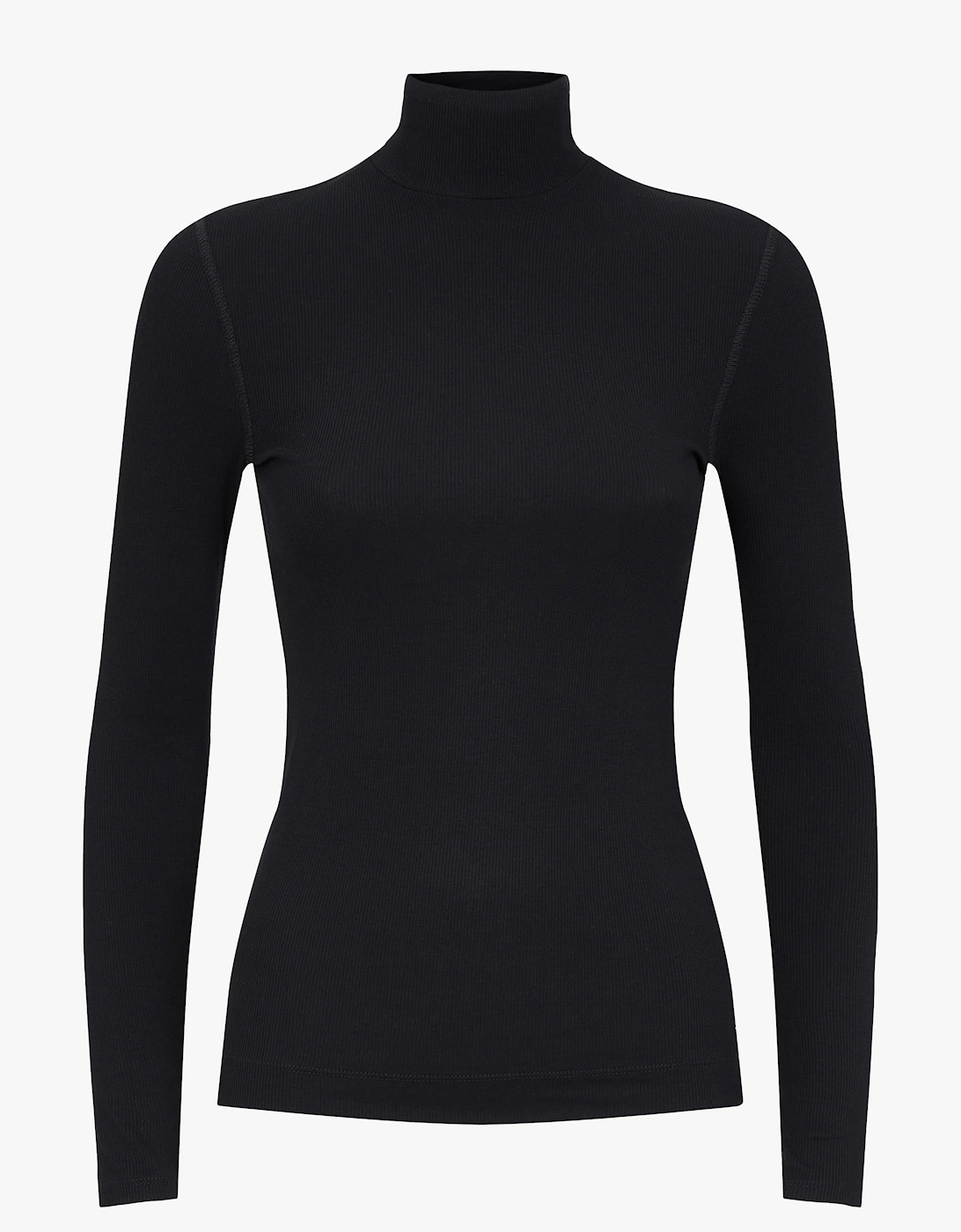 Suri Classic Rib High Neck Top in Black