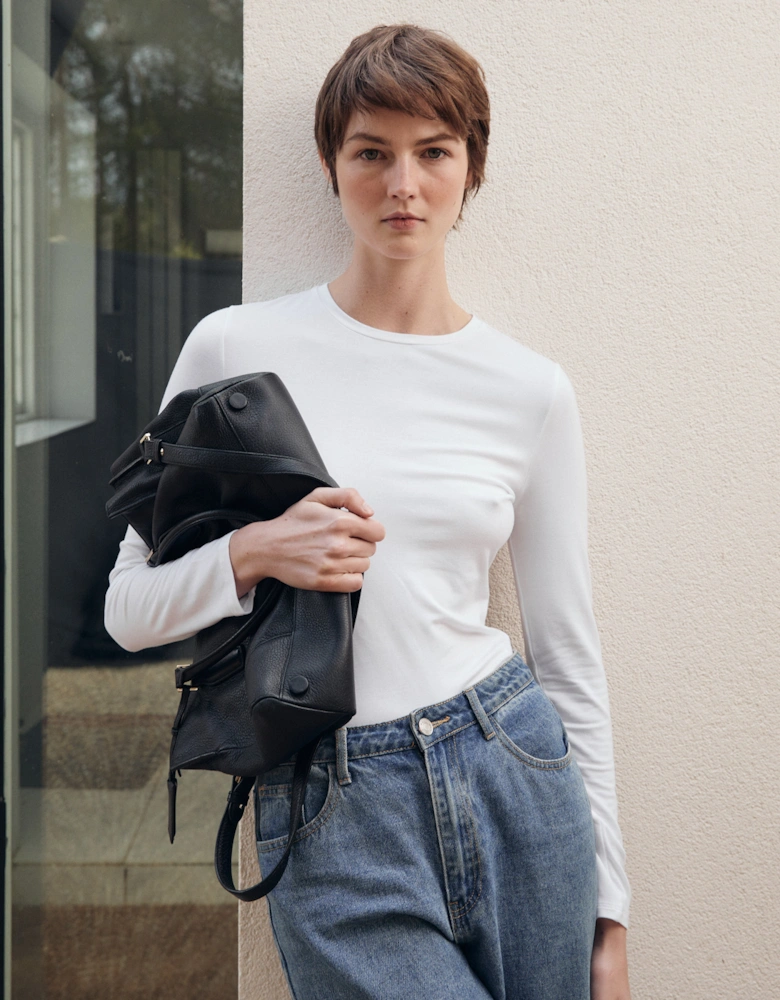 Billie Classic Cotton Long Sleeve T-Shirt in White