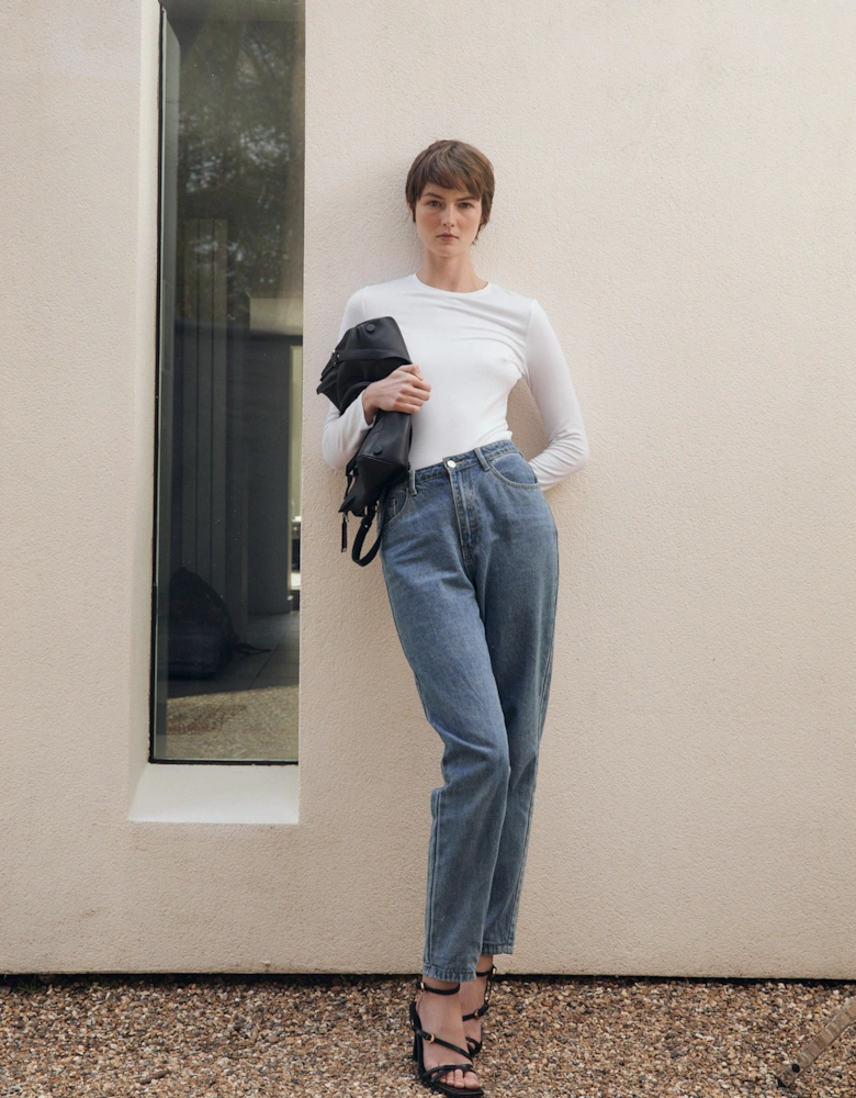Billie Classic Cotton Long Sleeve T-Shirt in White