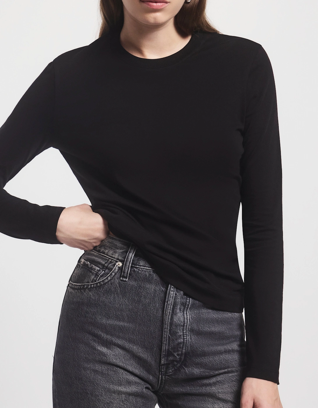 Billie Classic Cotton Long Sleeve T-Shirt in Black, 5 of 4