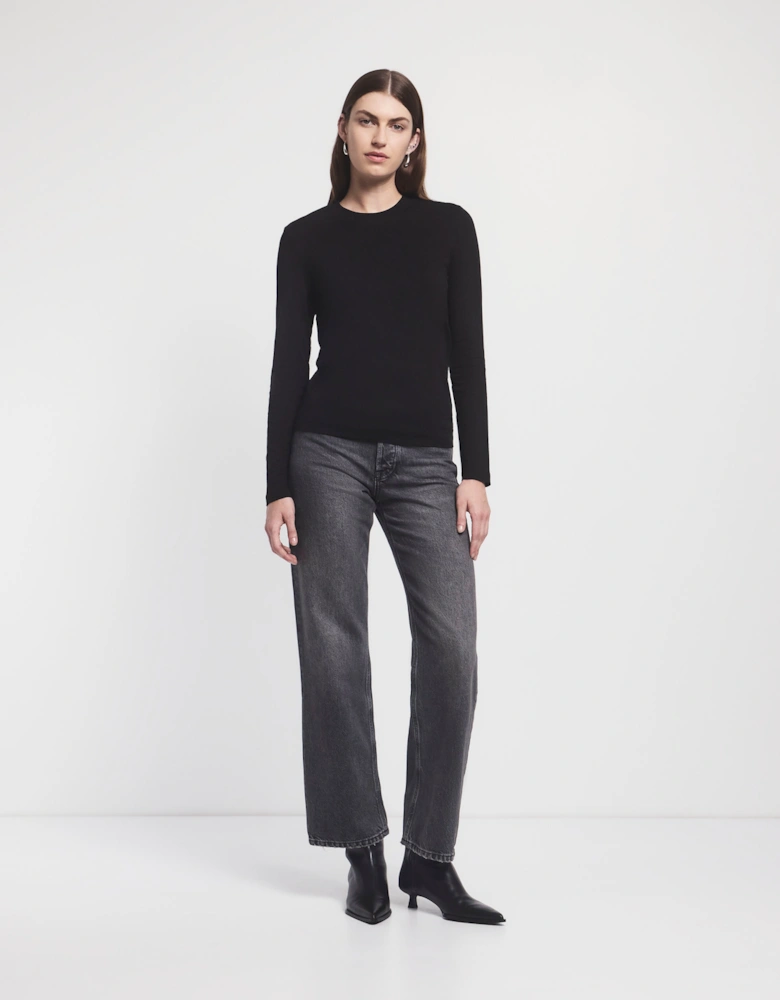 Billie Classic Cotton Long Sleeve T-Shirt in Black