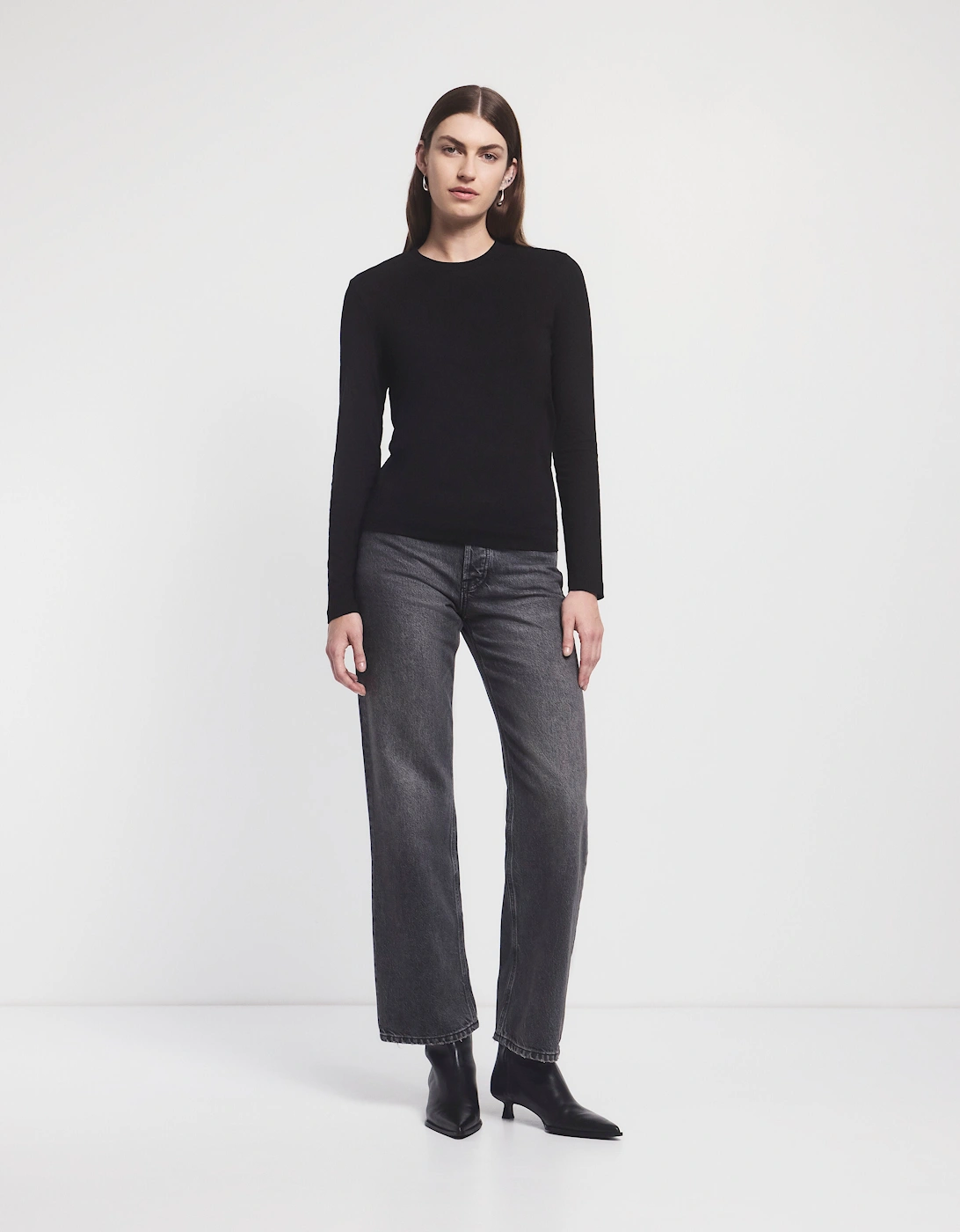 Billie Classic Cotton Long Sleeve T-Shirt in Black