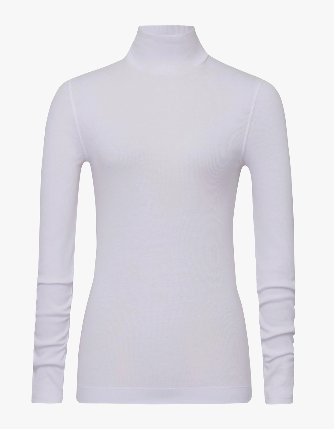 Suri Classic Rib High Neck Top in White