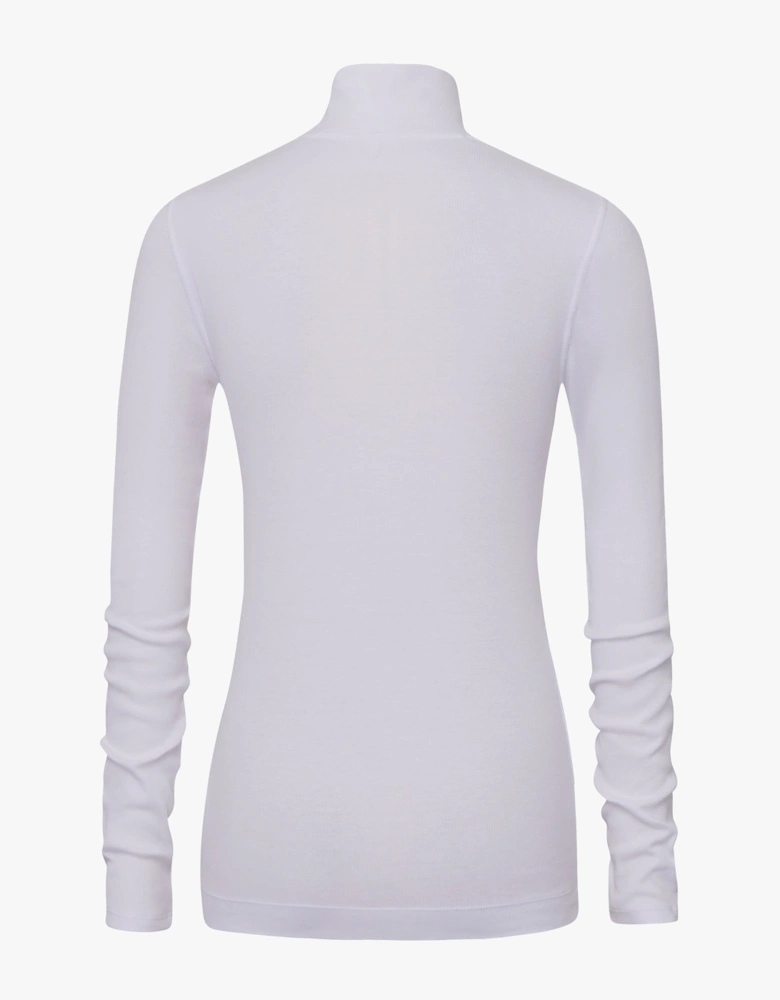 Suri Classic Rib High Neck Top in White