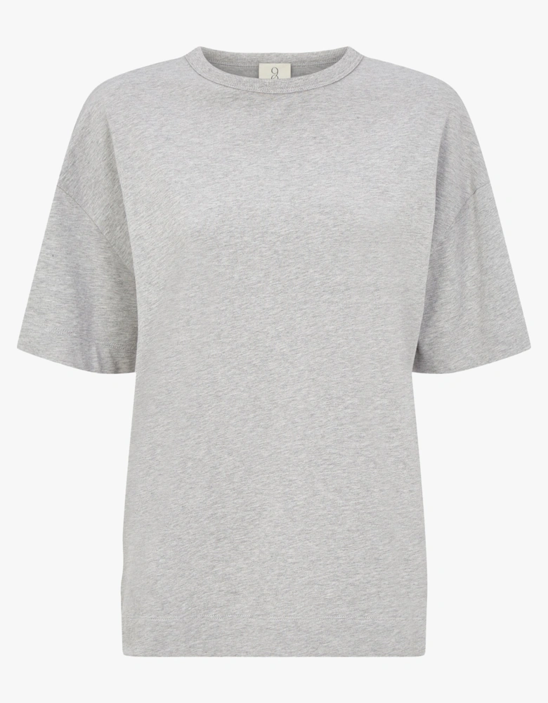 Lena Classic Cotton Oversize T-Shirt in Grey Marl