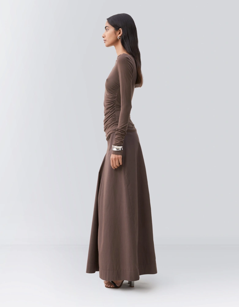 Iphis Draped Long Sleeve Top in Bracken