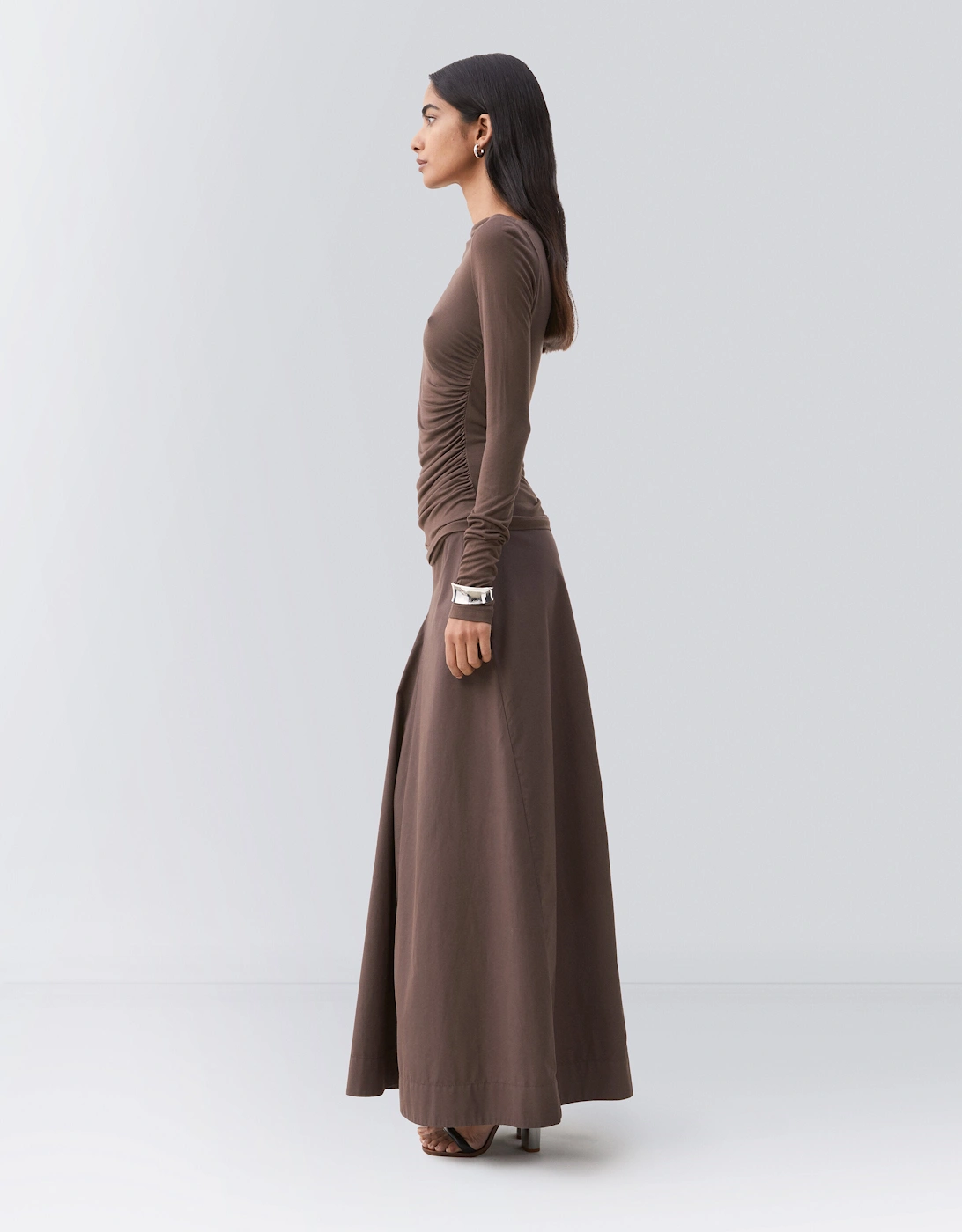 Iphis Draped Long Sleeve Top in Bracken