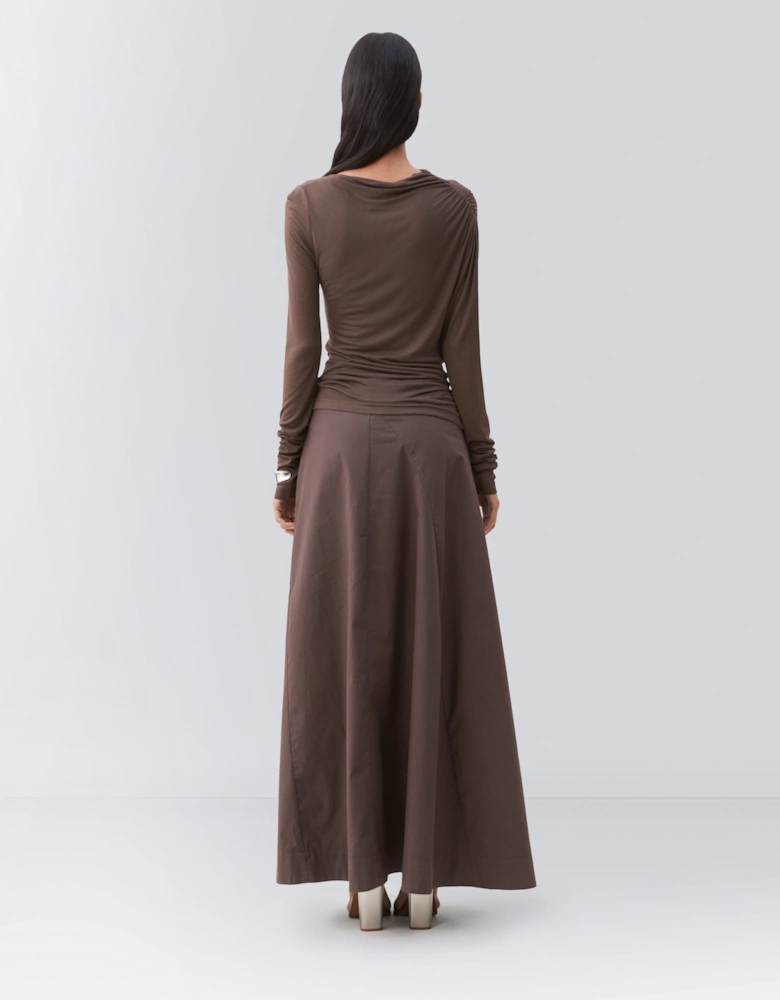 Iphis Draped Long Sleeve Top in Bracken