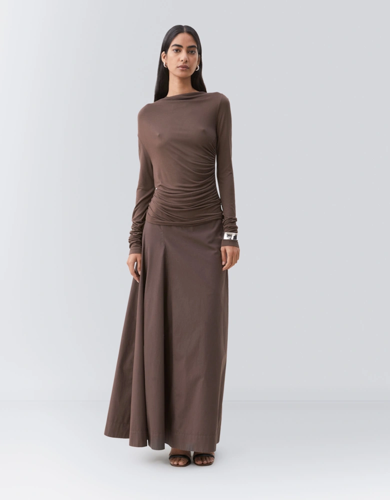 Iphis Draped Long Sleeve Top in Bracken