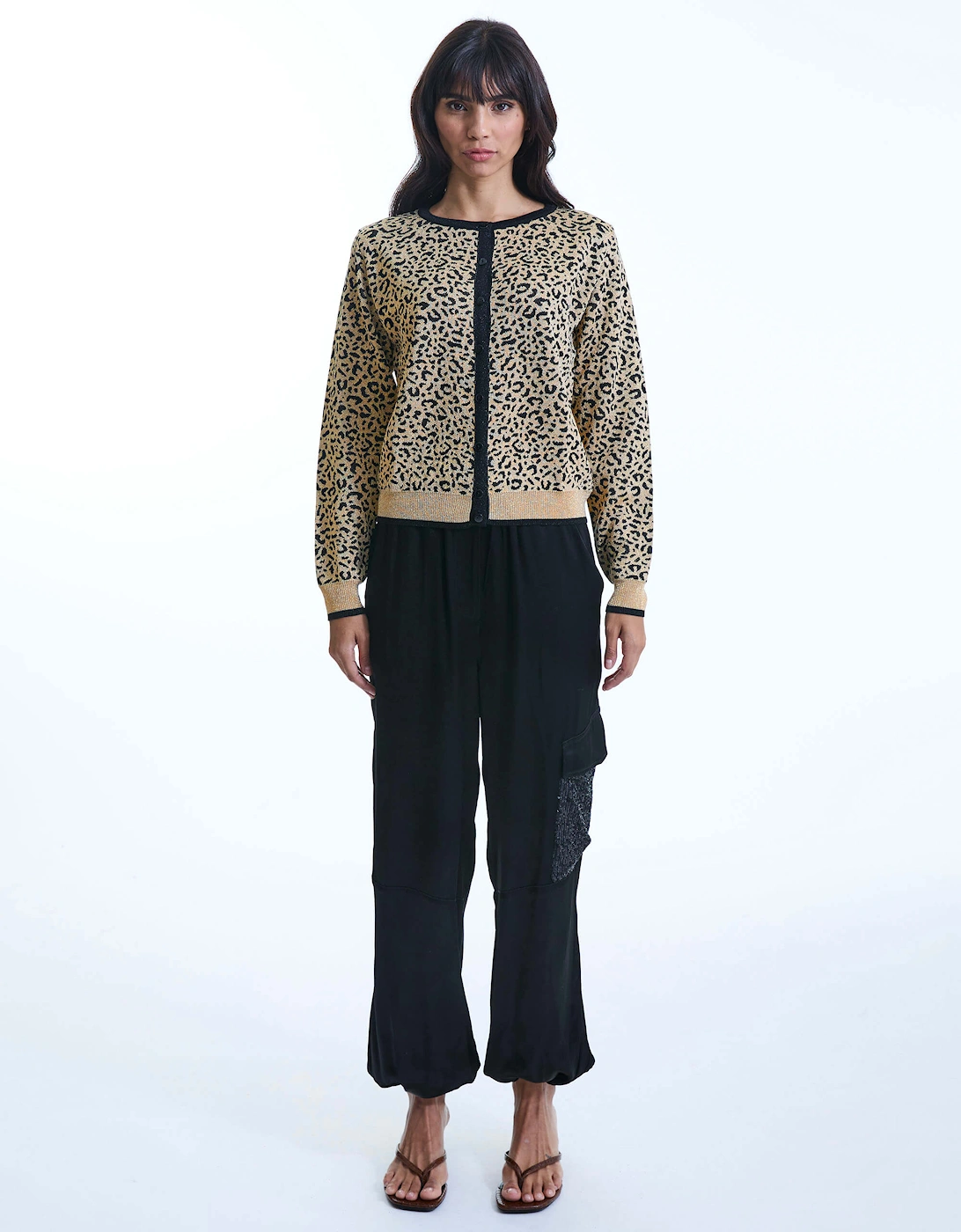 Leopard Lurex Knitted Cardigan, 2 of 1