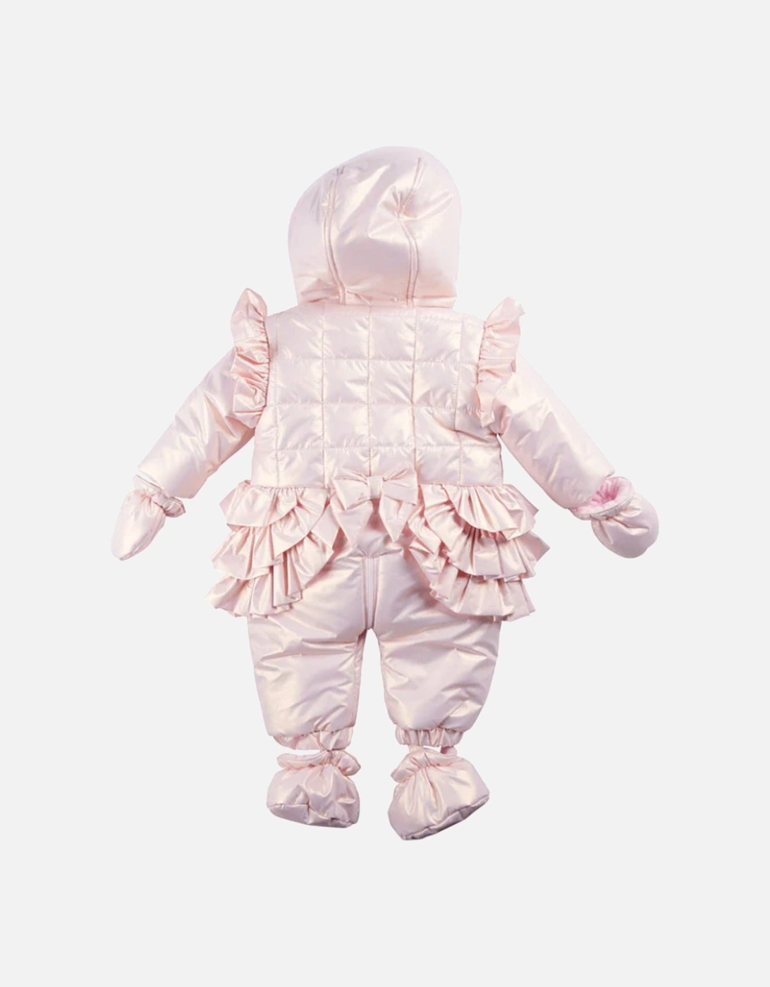 Pink Shiny Frill Padded Snowsuit