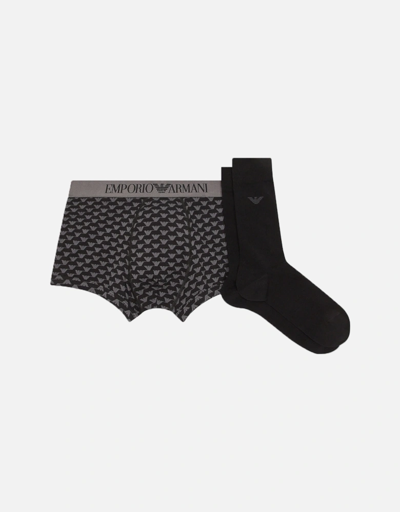 Eagles Logo Boxer Trunk & Socks Gift Set, Black