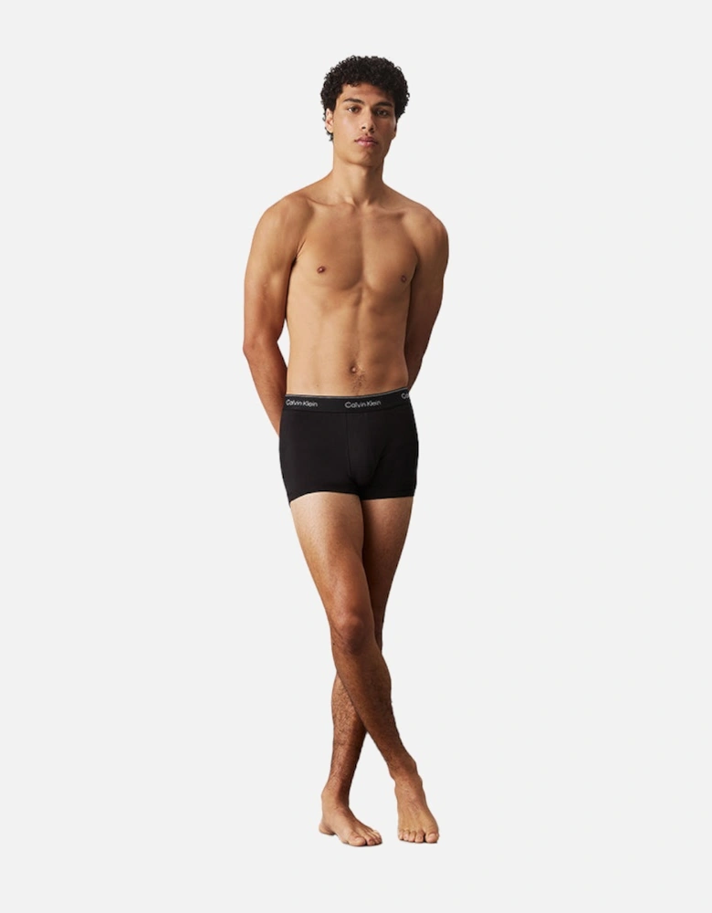 3-Pack Modern Cotton Boxer Trunks, Black