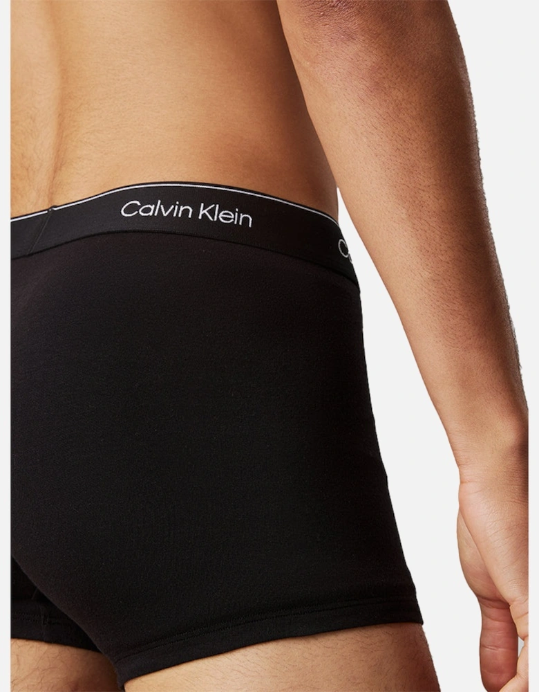 3-Pack Modern Cotton Boxer Trunks, Black