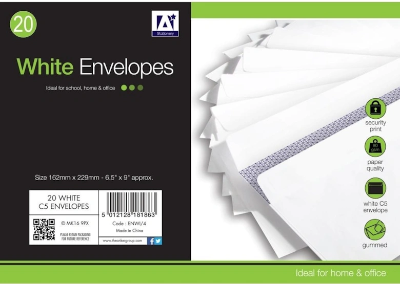 C5 Gummed Envelopes (Pack of 25)