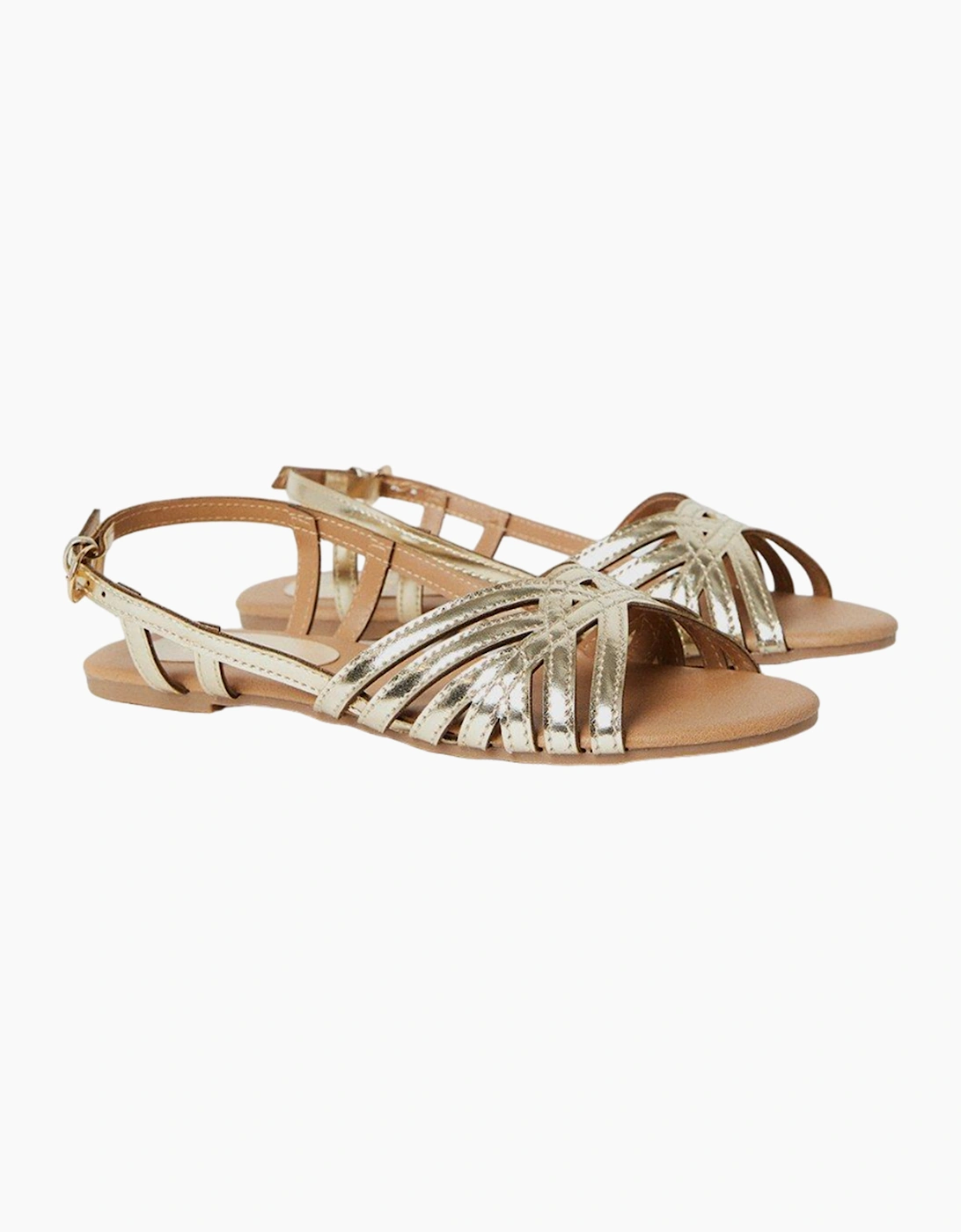 Women's Dorothy Perkins Womens/Ladies Lattice Sling Back Flat Sandals - Gold - Size: 7