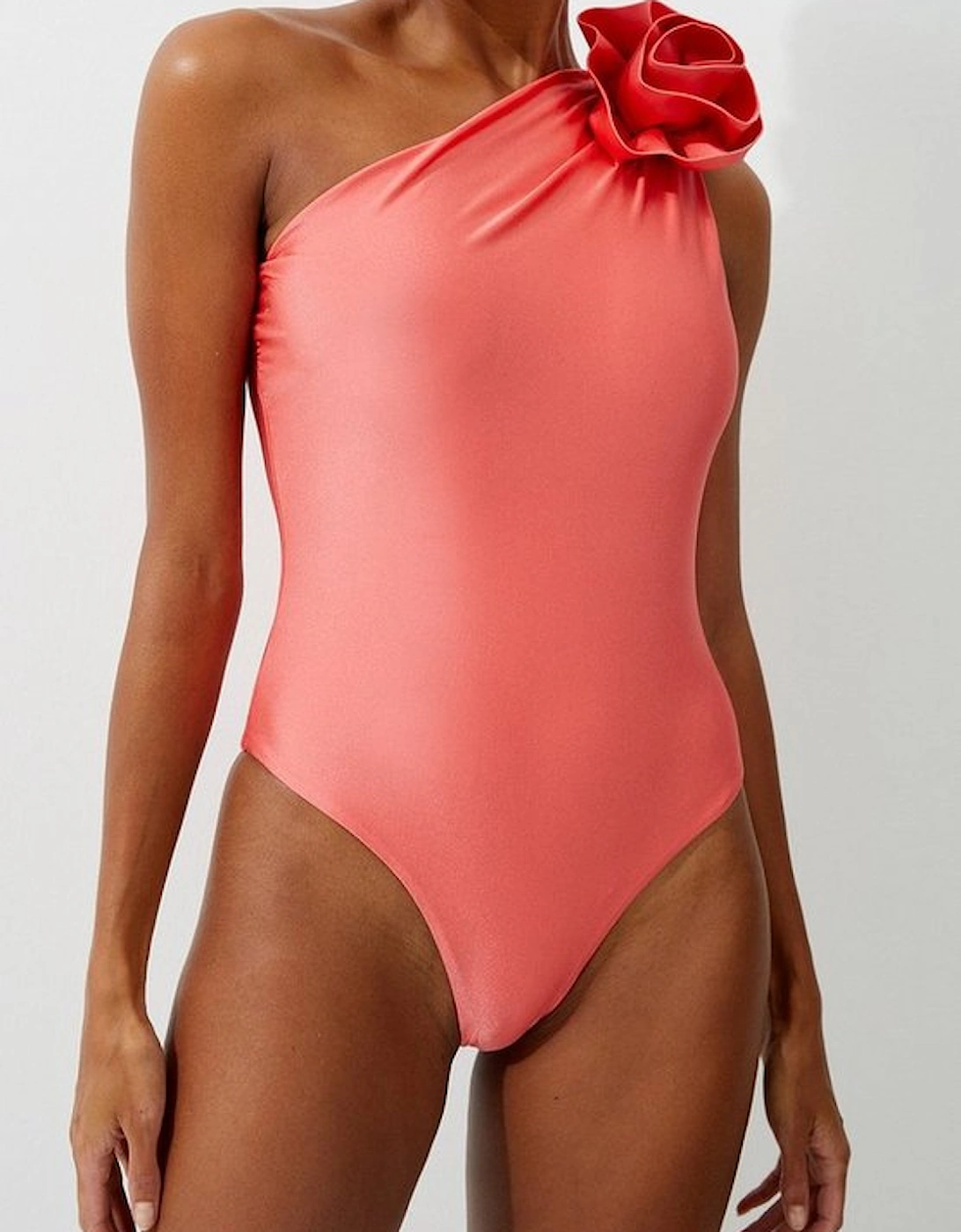 Rosette Detail Asymmetric Swimsuit