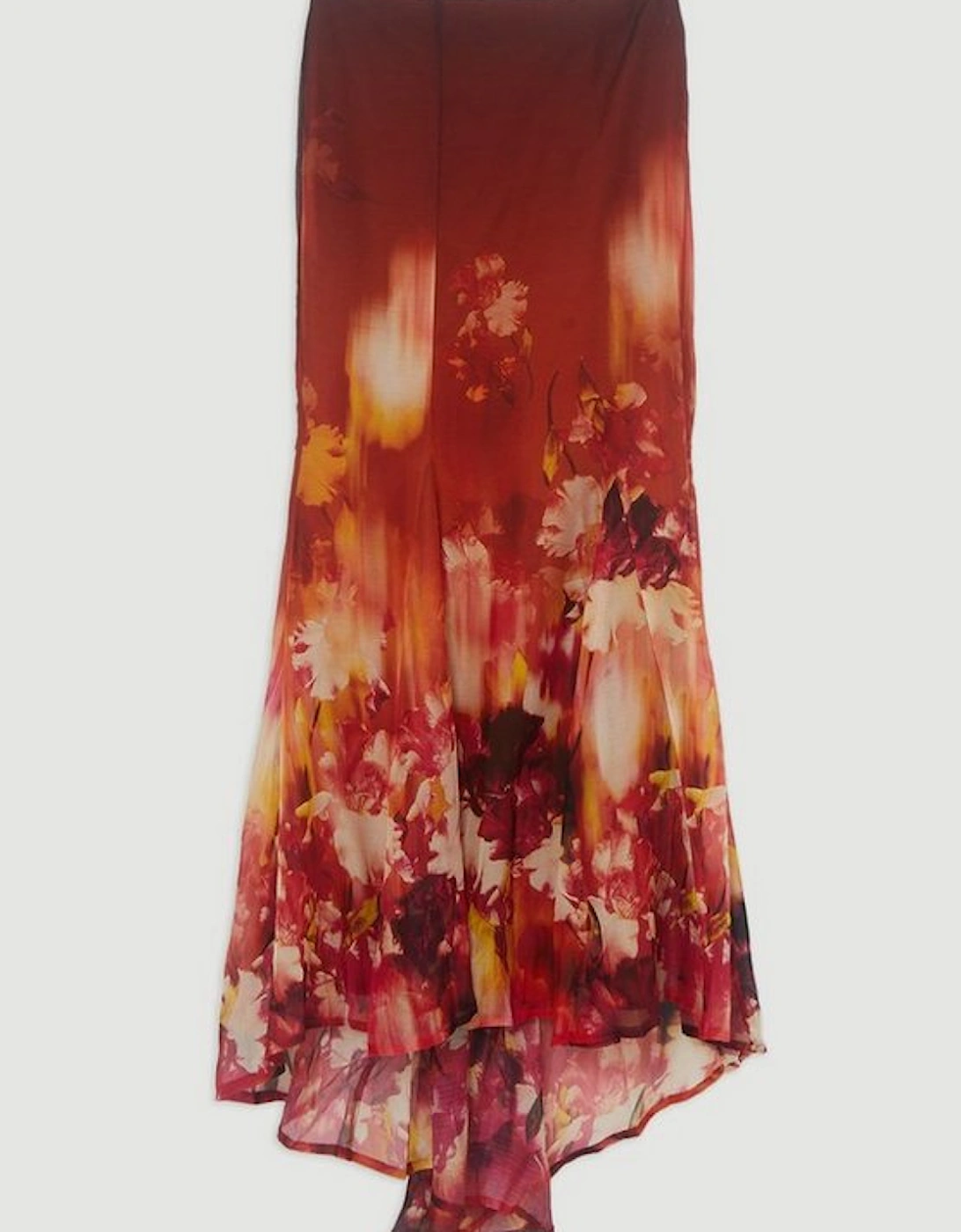 Ombre Floral Woven Crinkle Maxi Skirt