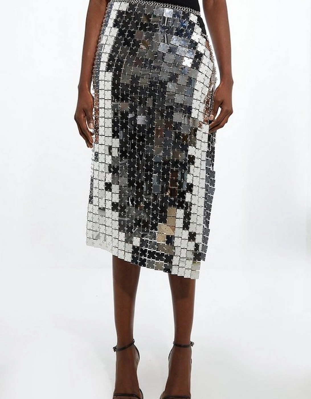 Mirrored Chainmail Wrap Midaxi Skirt