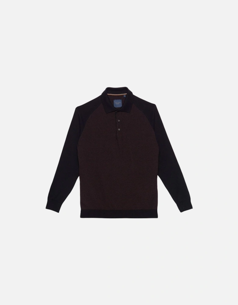 Guide Premium Long Sleeve Polo Knitted Sweater Black Brown