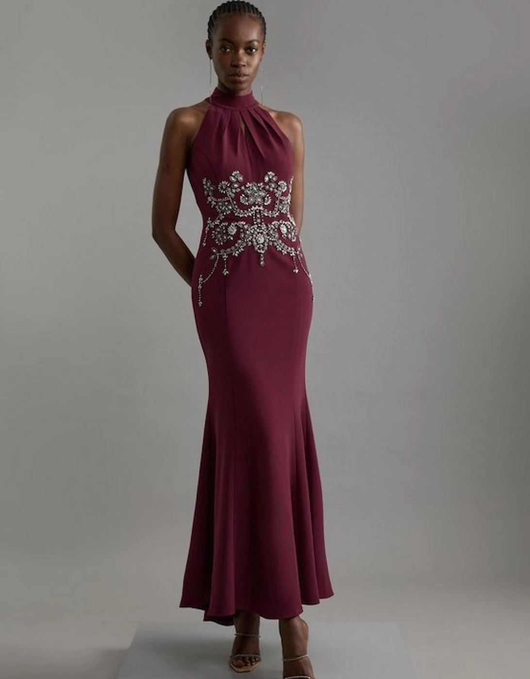 Crystal Embellished Halter Maxi Dress, 5 of 4