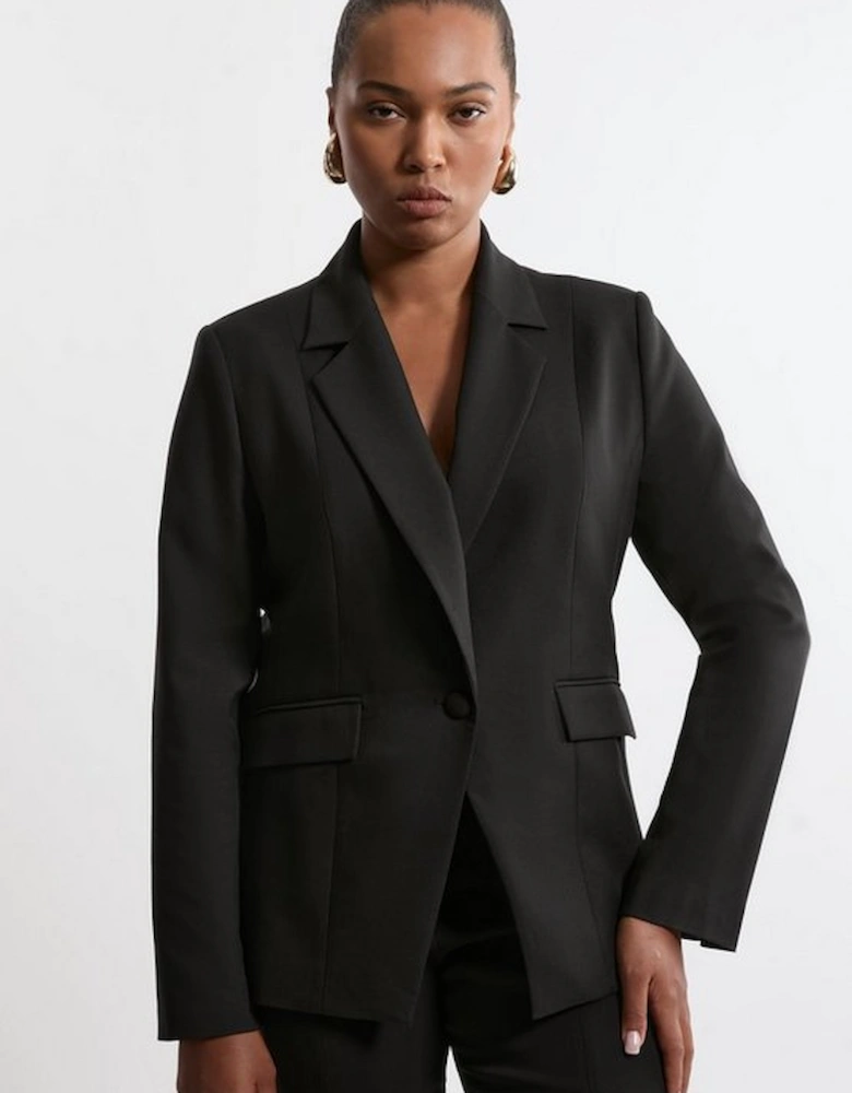 Plus Size Tailored Twill Single Breasted Jacket