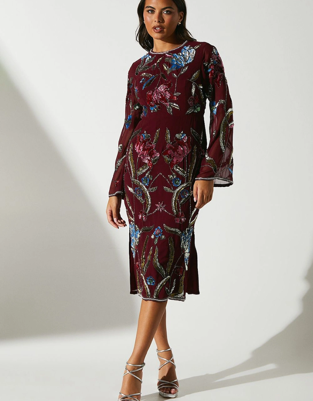 Party Sequin Long Sleeve Midi Dress, 6 of 5