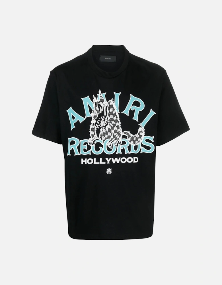 Records Wolf Printed T-Shirt in Black