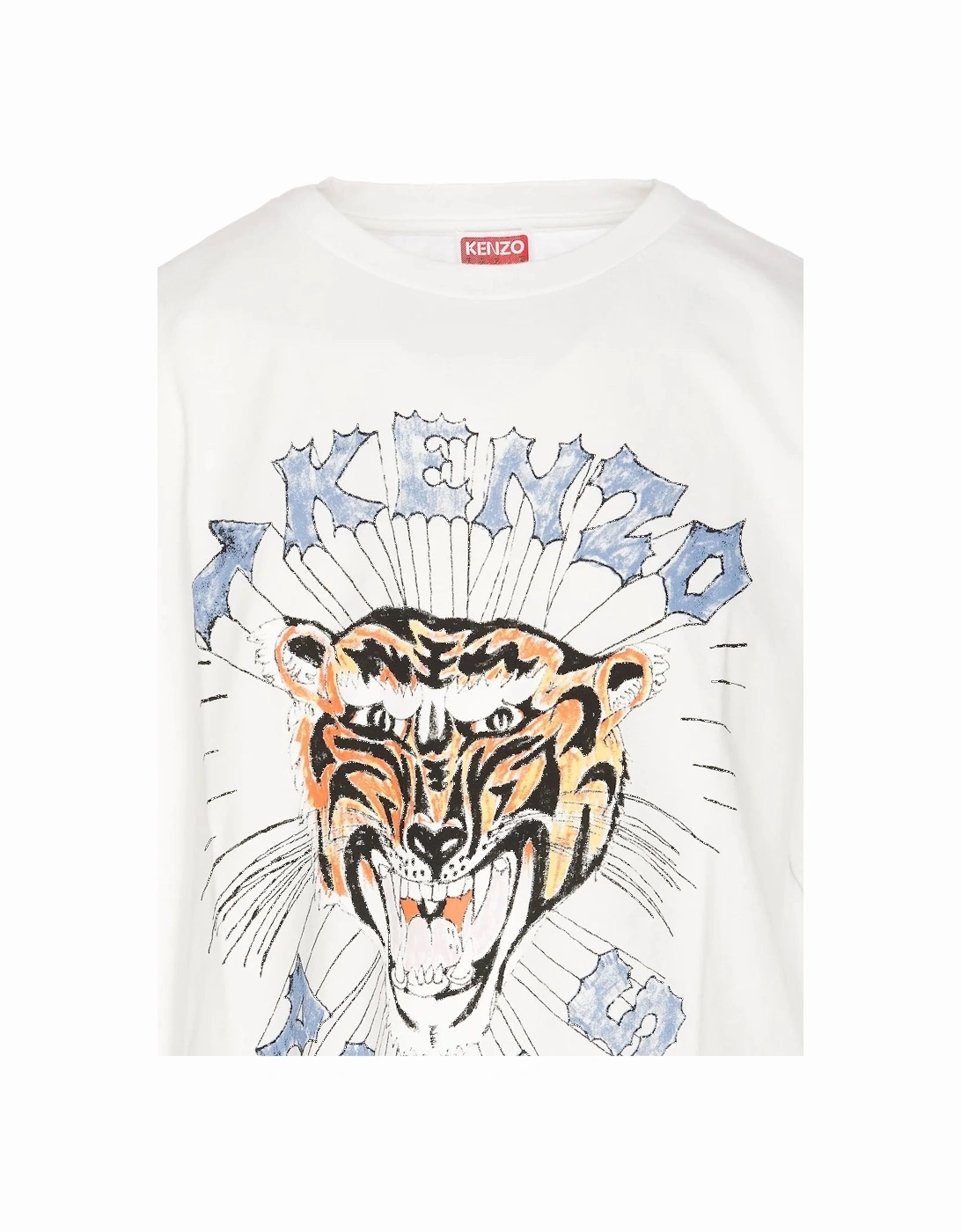 Drawn Tiger Printed Logo T-Shirt in White