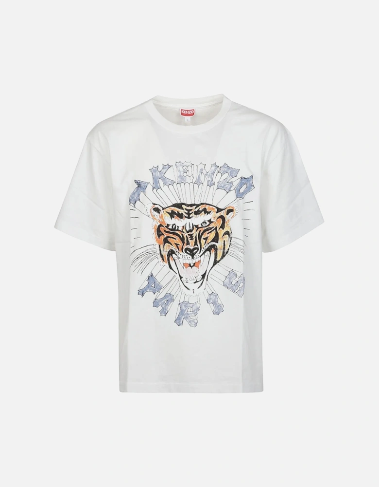 Drawn Tiger Printed Logo T-Shirt in White