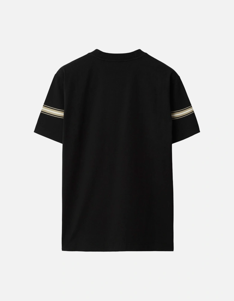 Striped Equestrian Knight Logo T-Shirt in Black