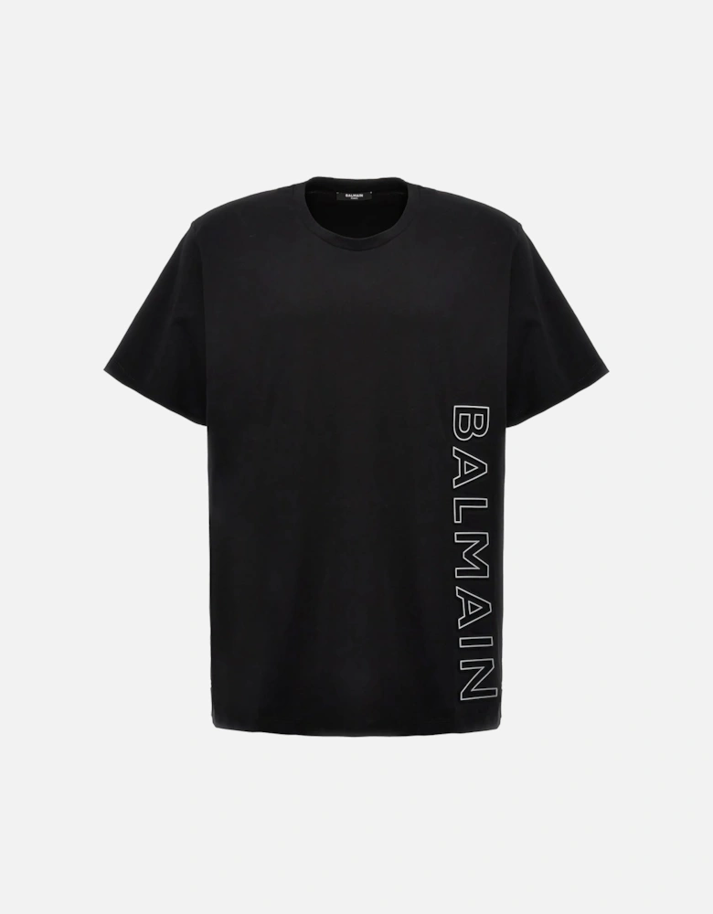 Embossed Vertical Logo T-Shirt in Black