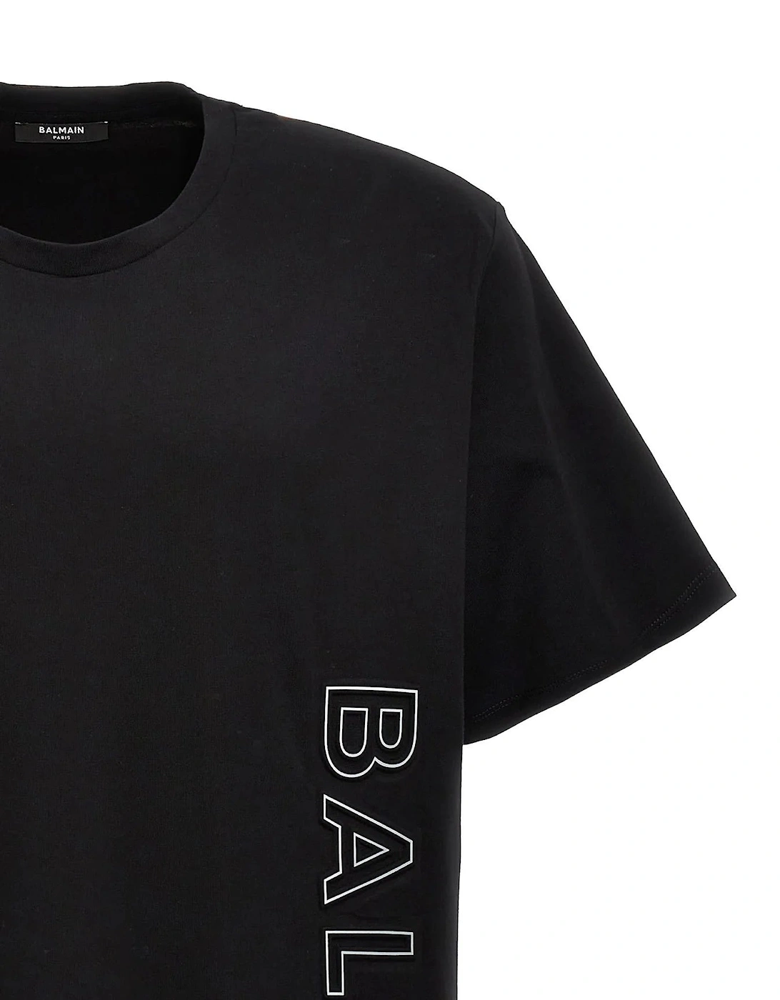 Embossed Vertical Logo T-Shirt in Black