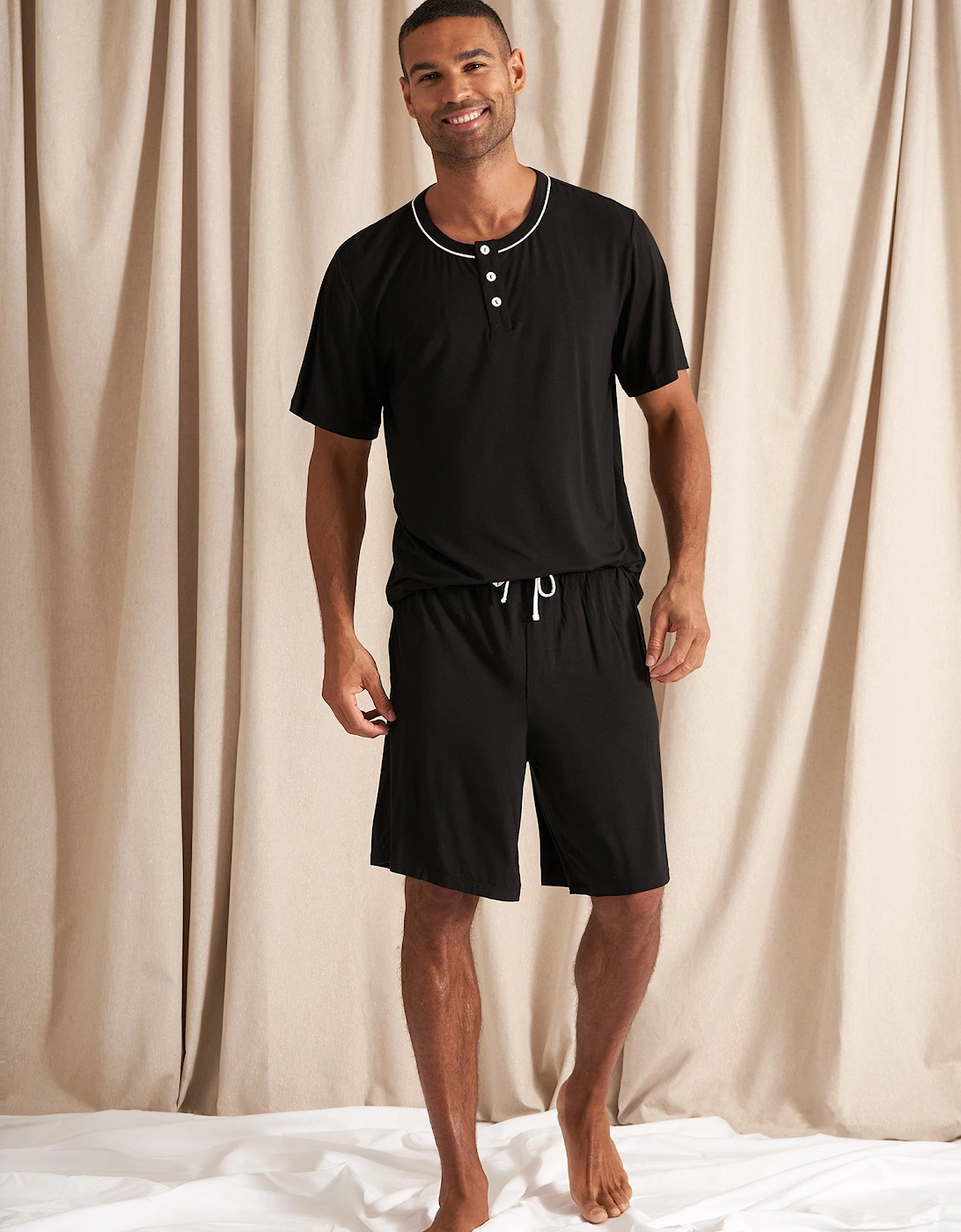 Mister You Bamboo Short Pyjama Set in Black, 5 of 4