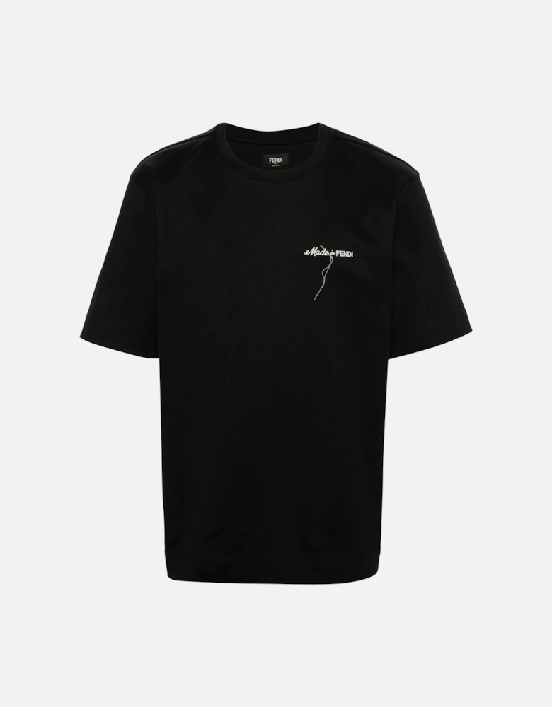 Made in Logo Embroidered T-Shirt in Black