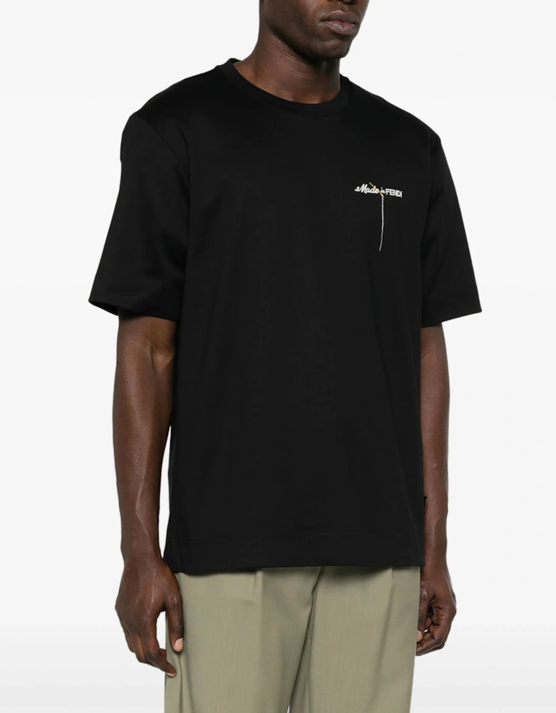 Made in Logo Embroidered T-Shirt in Black