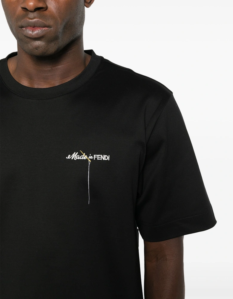 Made in Logo Embroidered T-Shirt in Black