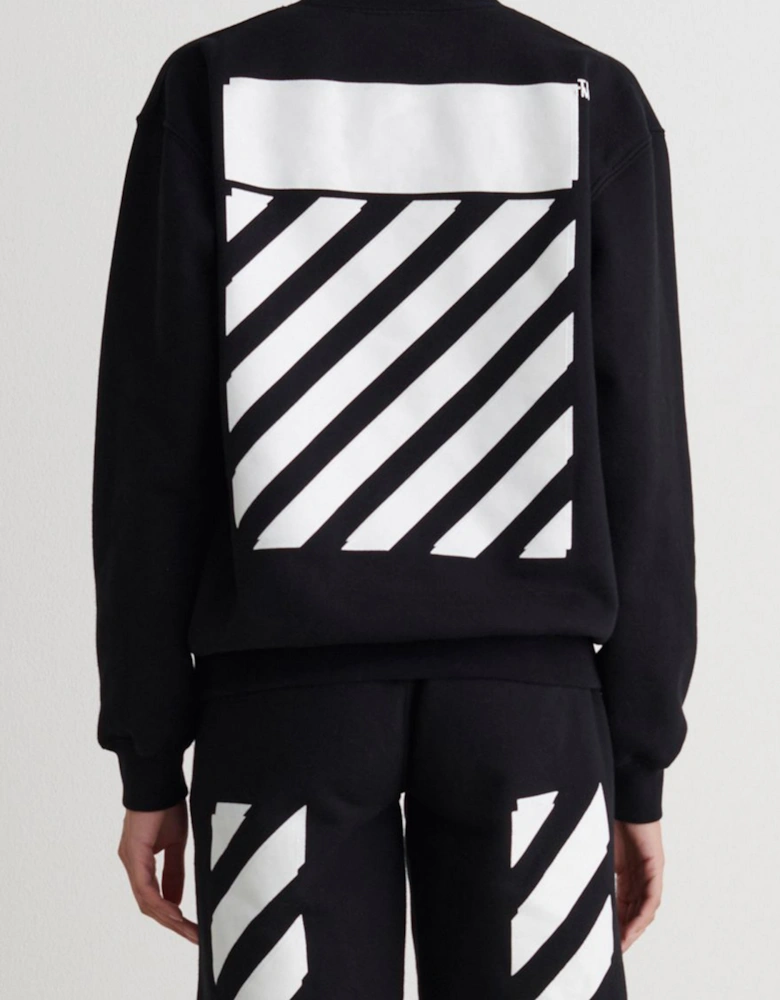 DIAG STRIPE CREWNECK SWEATER BLACK