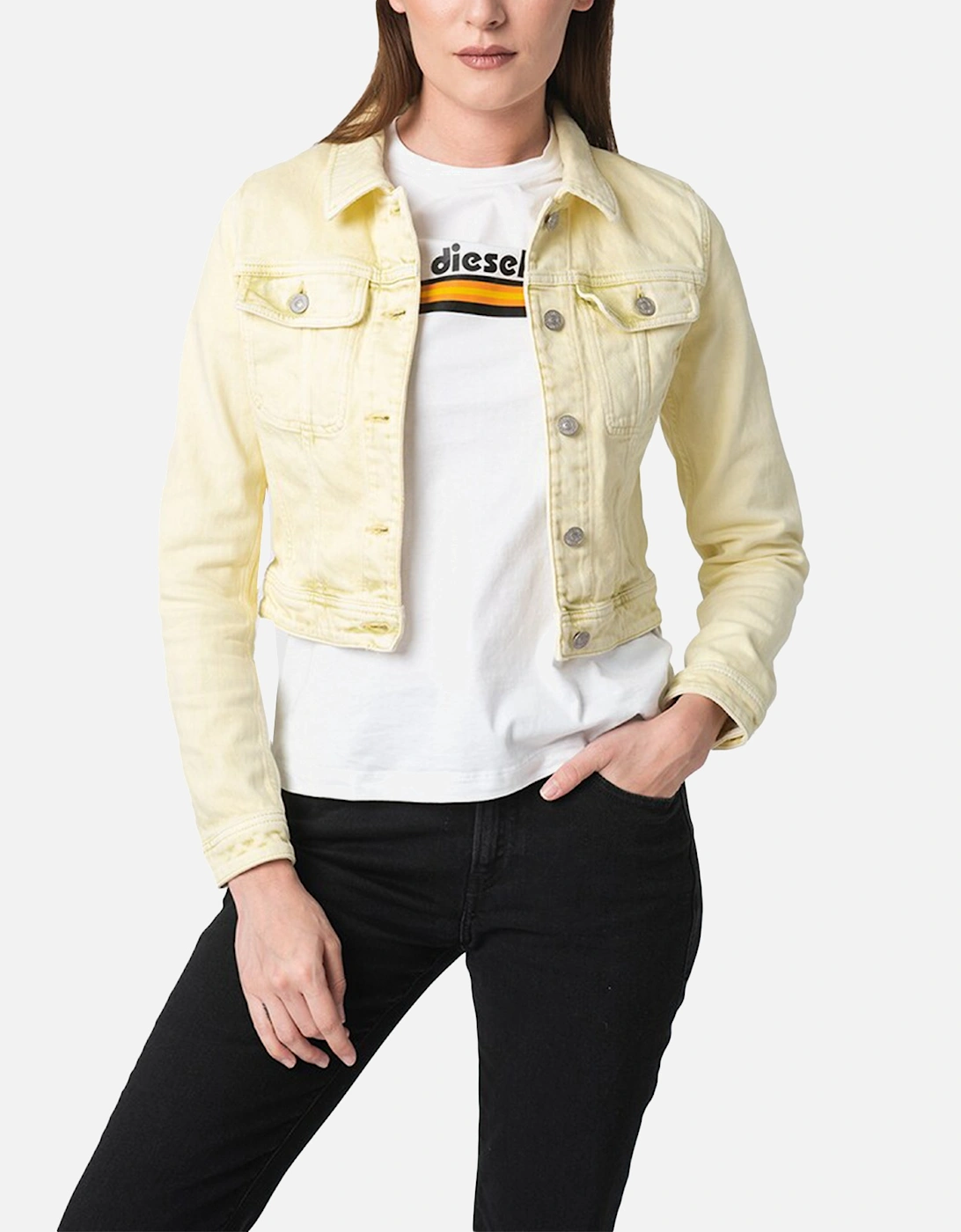 Diesel Women's DIESEL DE-SLIMMY 09C93 Womens Denim Jacket Ladies Winter Coat Cropped Jacket - Tan