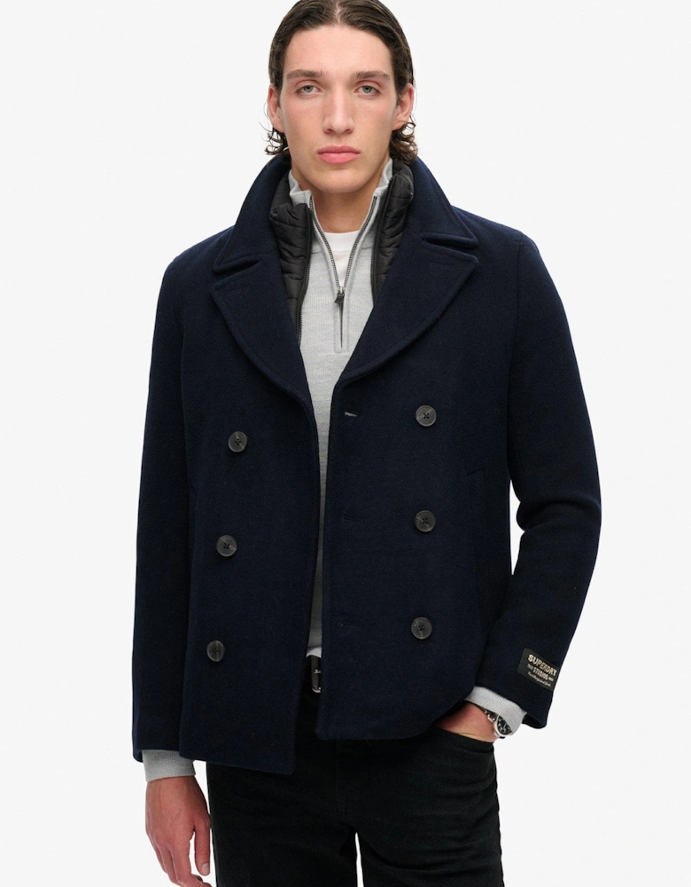 Studios 2 In 1 Wool Pea Coat Jacket - Navy