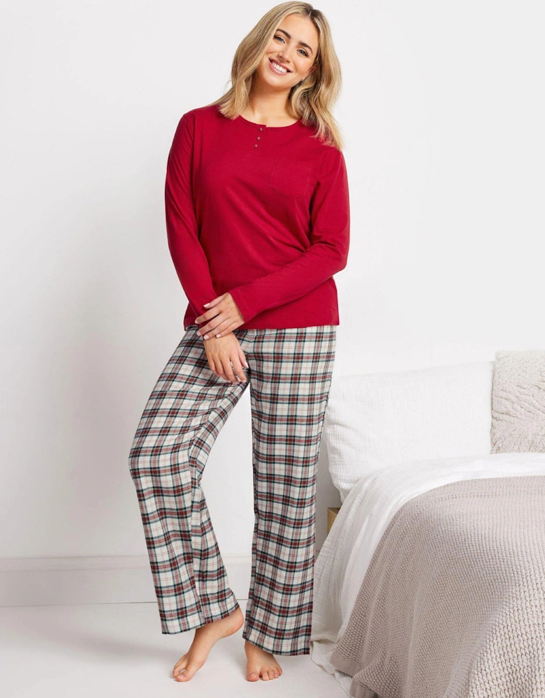 Jersey Woven Pj Set - Red