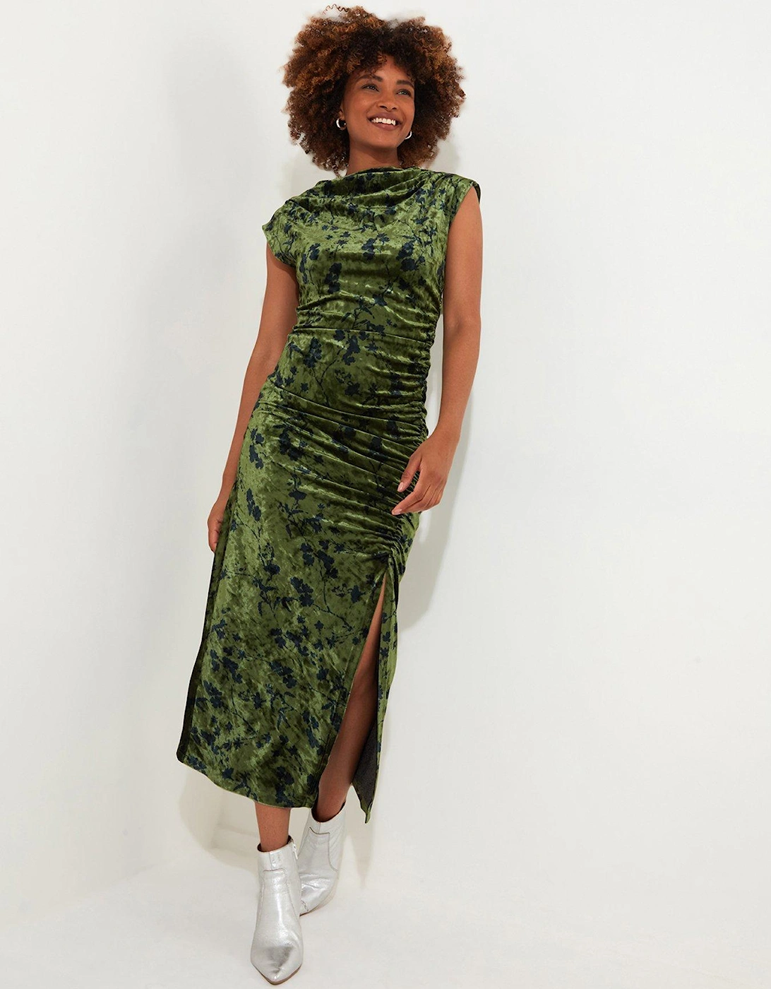 Daria Velour Dress - Green, 2 of 1