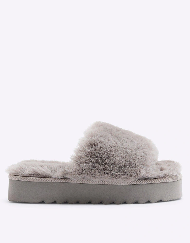 Open Toe Platform Slipper - Light Grey