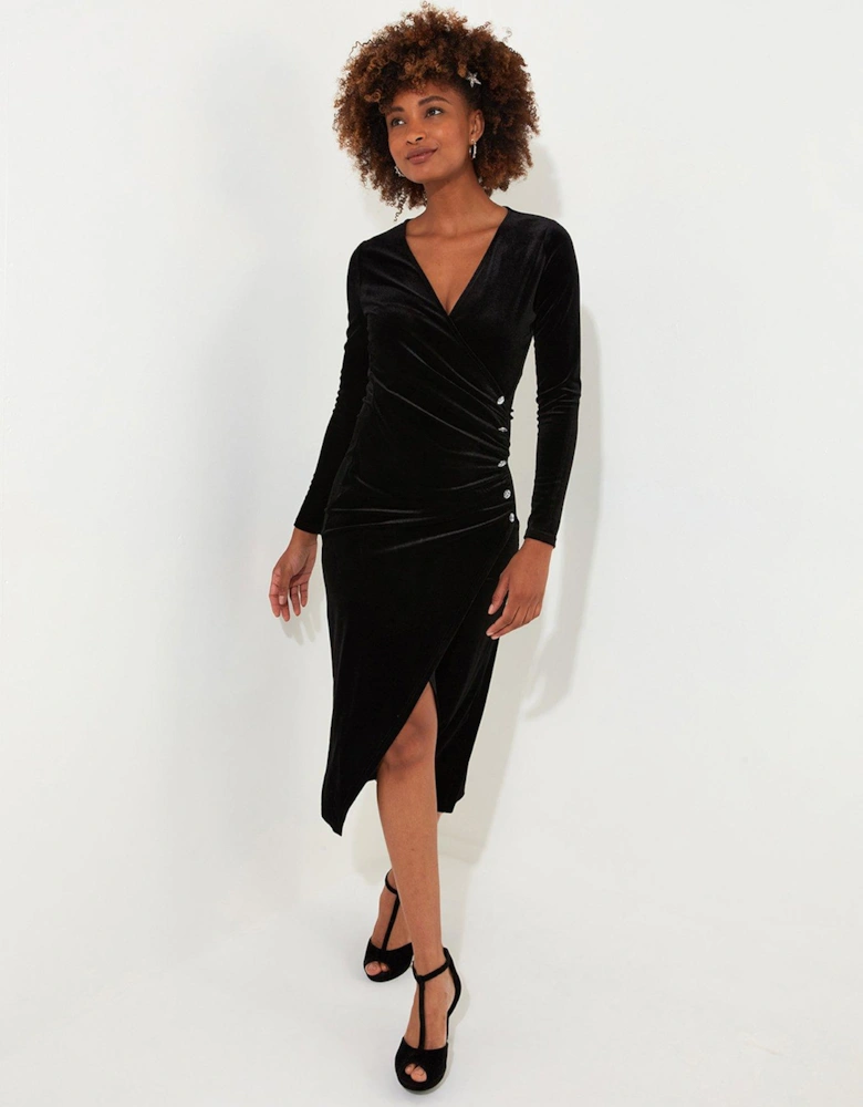 Make a Statement Velour Dress - Black