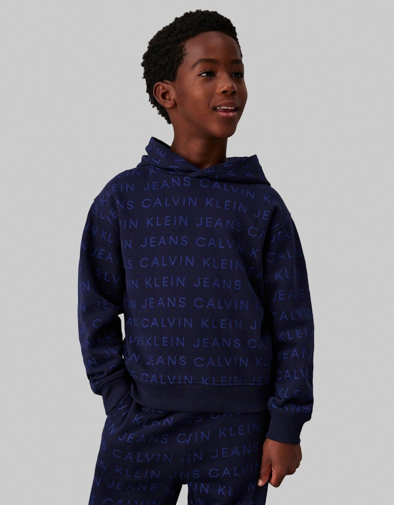 Boys All-Over Print Hoodie - Blue