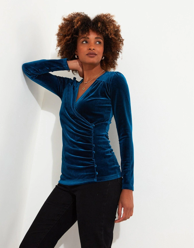 Velour Wrap Top - Teal