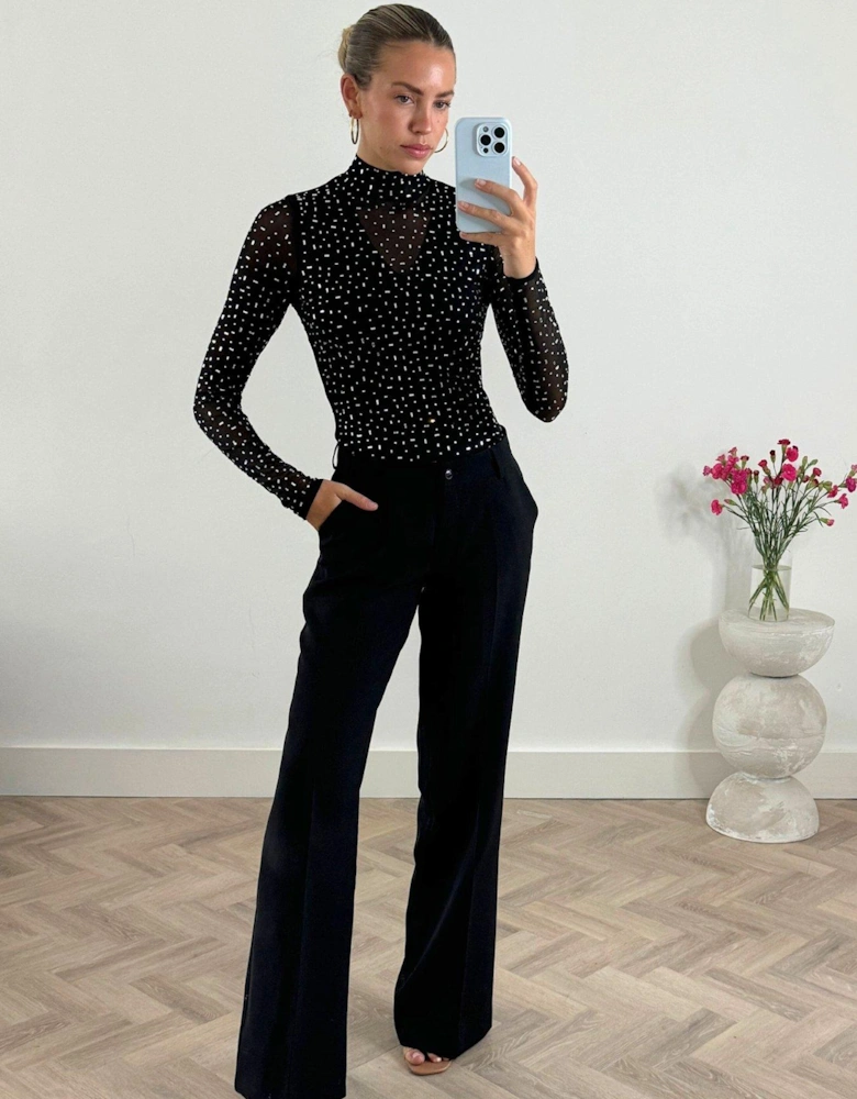 Rhinestone Bodysuit - Black