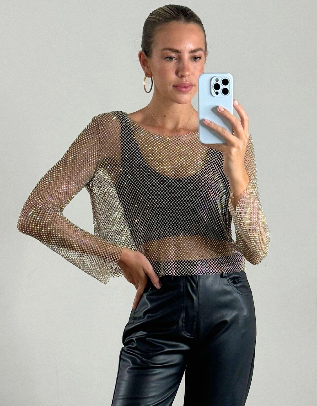 Mesh Rhinestone Top - Gold, 2 of 1